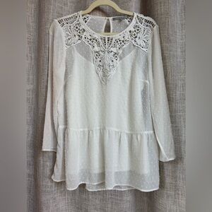Daniel Rainn White Lace Detail Blouse medium